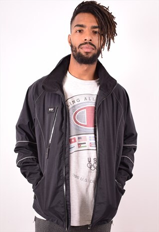 HELLY HANSEN MENS VINTAGE JACKET MEDIUM BLACK 90S