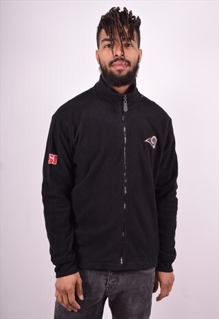 NFL MENS VINTAGE FLEECE JACKET LARGE BLACK 90'S