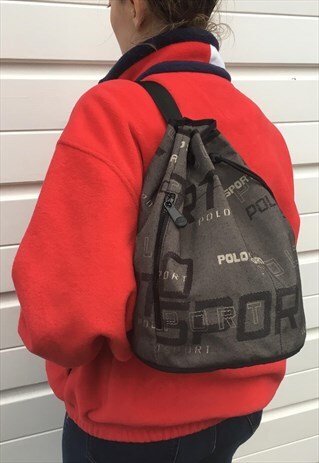 WOMENS GREY VINTAGE 90S RALPH LAUREN POLO SPORT DUFFLE BAG