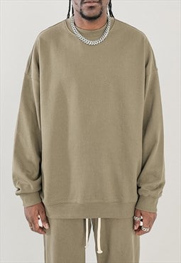 Khaki Heavy Cotton Oversized Sweatshirts Unisex 
