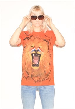 Vintage 90s Dutch lion print t-shirt in orange