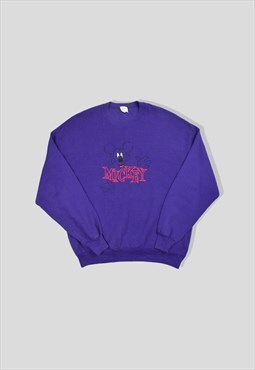 Vintage 90s Mickey Mouse Embroidered Sweatshirt in Purple