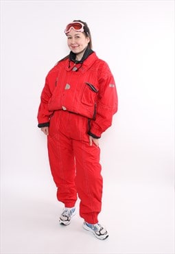 Vintage 90s ski suit, red one piece ski jumpsuit, Size XL