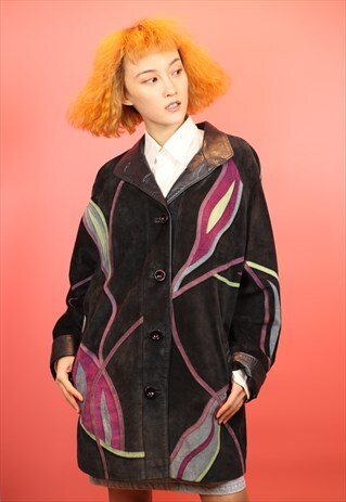 VINTAGE 90S OVERSIZED BLACK LEATHER COAT