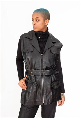 VINTAGE 90S SLEEVELESS LEATHER DRESS ID:2166