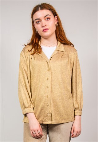 VINTAGE 70'S GOLDEN GLITTER SHIRT BLOUSE