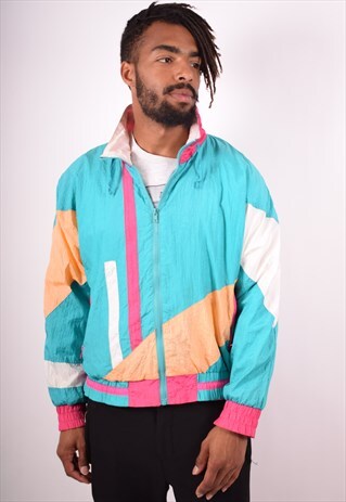 MENS VINTAGE TRACKSUIT TOP JACKET MEDIUM MULTI 90S