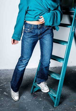 VINTAGE LEVI'S 518 BOOT CUT JEANS IN BLUE DENIM
