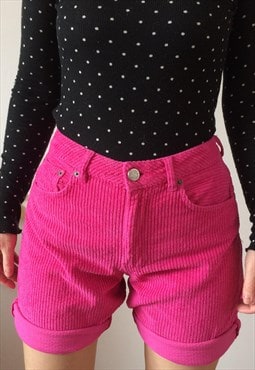 Vintage High Waist Pink Corduroy Shorts