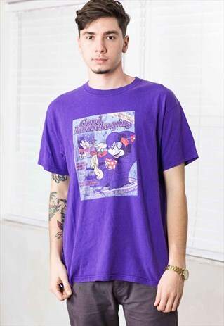 VINTAGE DISNEY T-SHIRT LOGO 90S L 7.9