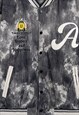 CORDUROY VARSITY JACKET TIE-DYE COLLEGE BOMBER IN BLACK GREY