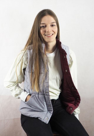 VINTAGE PINK AND GREY PUFFA BODY WARMER