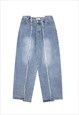 Wide distressed jeans asymmetric denim pants bleached blue