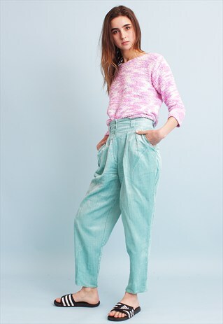 90'S CLASSY OVERSIZED HIGHWAISTED SHIMMER CORDUROY TROUSERS