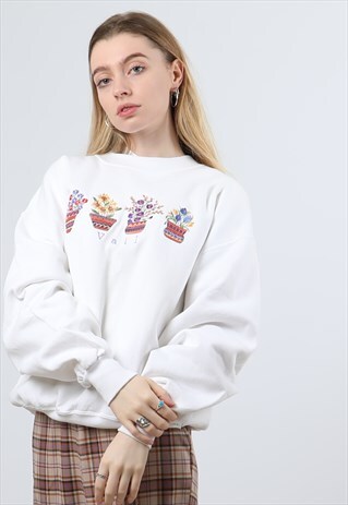 VINTAGE WHITE MEDIUM EMBROIDERED SWEATSHIRT