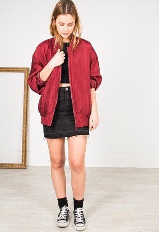 VINTAGE 80'S SILK BOMBER JACKET / S0039