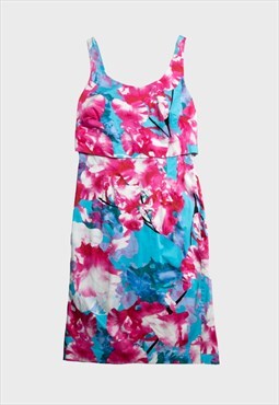 Coast blue/pink floral mid-length fitted dress