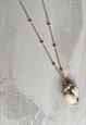 GOLD CREAM FAUX NATURAL SHELL DAINTY CHARM PENDANT  NECKLACE