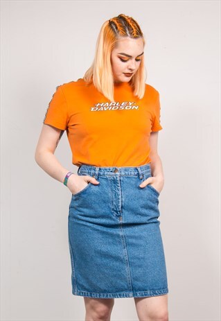 VINTAGE 90'S BLUE VALENTINO DENIM PENCIL SKIRT