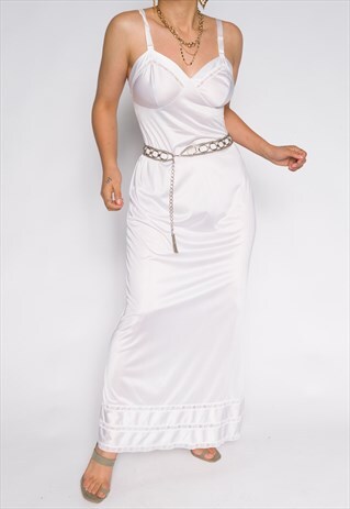 WHITE CAMISOLE SLIP GOWN