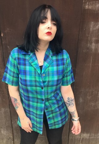 VINTAGE 90'S CHECKED PRINT BLOUSE
