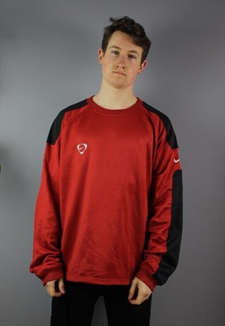 VINTAGE NIKE SWEATSHIRT RED BLACK EMBROIDERED SWOOSH