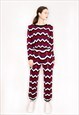 SOFT KNIT LONG SLEEVES CROP TOP & TROUSERS IN ZIG ZAG