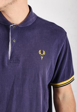 Vintage Fred Perry Polo Shirt in Navy Short Sleeve Large