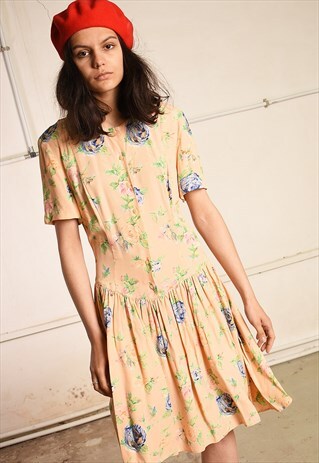 90'S RETRO FLORAL SUMMER MINI PARIS CHIC TEA DRESS