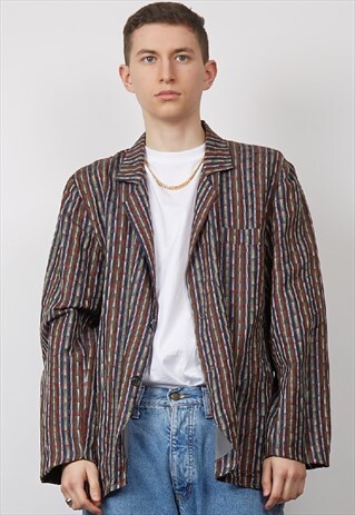 VINTAGE 80'S OVERSIZED GEO PRINT SILK BLAZER