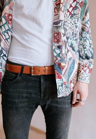 VINTAGE 70S BROWN LEATHER BELT