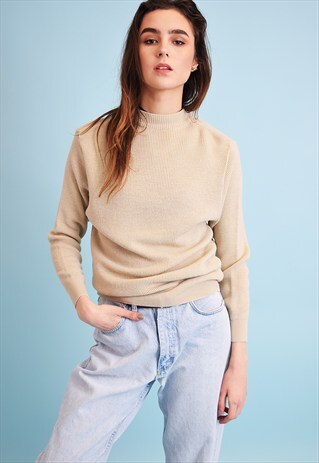 90'S RETRO MINIMALIST NEUTRAL KNIT JUMPER TOP