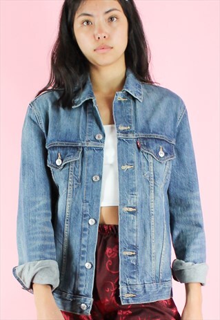 VINTAGE 90S LEVI'S DENIM JACKET Y2K LIGHT BLUE FESTIVAL