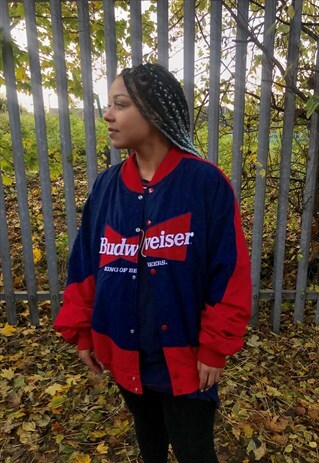 VINTAGE BUDWEISER BEER AMERICAN VINTAGE BLUE BOMBER JACKET