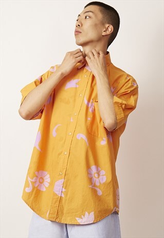 VINTAGE 90'S ORANGE CRAZY PRINT SHIRT