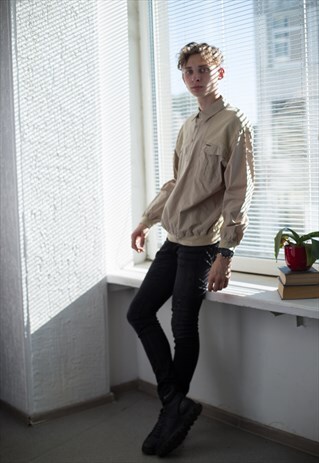 VINTAGE 80'S BEIGE MILITARY JUMPER