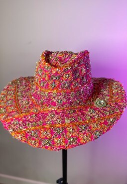 Ibiza Festival Cowboy Hat Recycled Beaded Sequin 