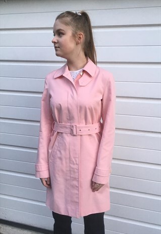 WOMENS RALPH LAUREN LIGHT BABY PINK MIDI MAC TRENCH COAT