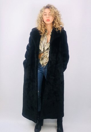 VINTAGE LONG FAUX FUR COAT