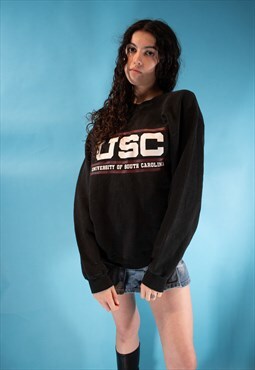 Vintage 1990s Y2K Size L USC Sweater in Black.