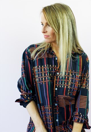 VINTAGE 80'S RETRO ABSTRACT PRINT SHIRT BLOUSE