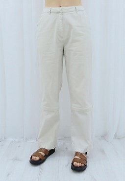 90s Vintage Cream High Waisted Detachable Trousers