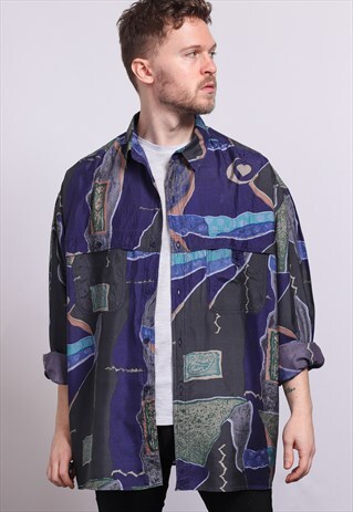 VINTAGE ABSTRACT PATTERNED SHIRT 90'S