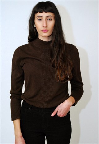 MOCK TURTLENECK TOP (M) VINTAGE 90S LONG SLEEVE KNIT SHIRT