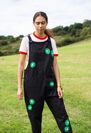 HAND PAINTED ORGANIC KIWI DUNGAREES