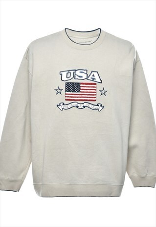 VINTAGE CROFT & BARROW USA PRINTED SWEATSHIRT - L
