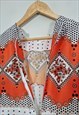 VINTAGE 60'S ORANGE FLORAL SPOTTED SHIFT DRESS