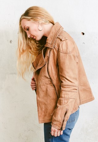 VINTAGE 90S WRANGLER LEATHER BIKER JACKET