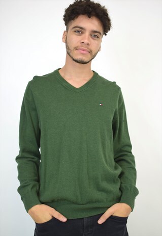 VINTAGE 90S TOMMY HILFIGER GREEN KNIT SWEATER