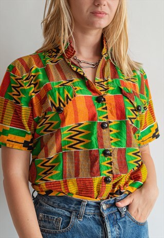 VINTAGE 70S FUNKY BOHO SHIRT IN MULTICOLOR